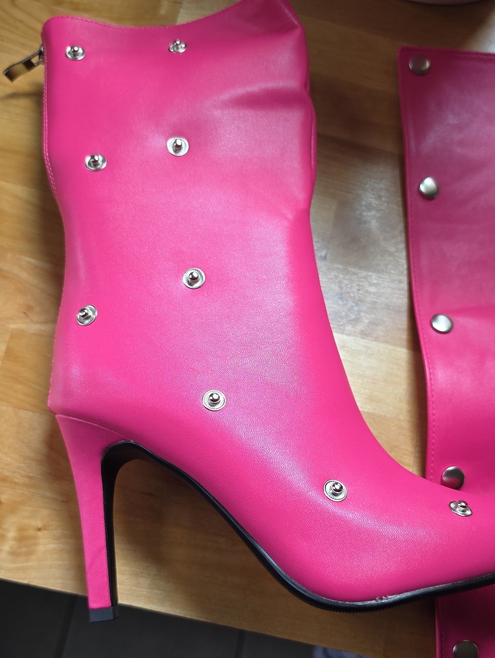 Women’s Hot Pink Studded High Heel Boot